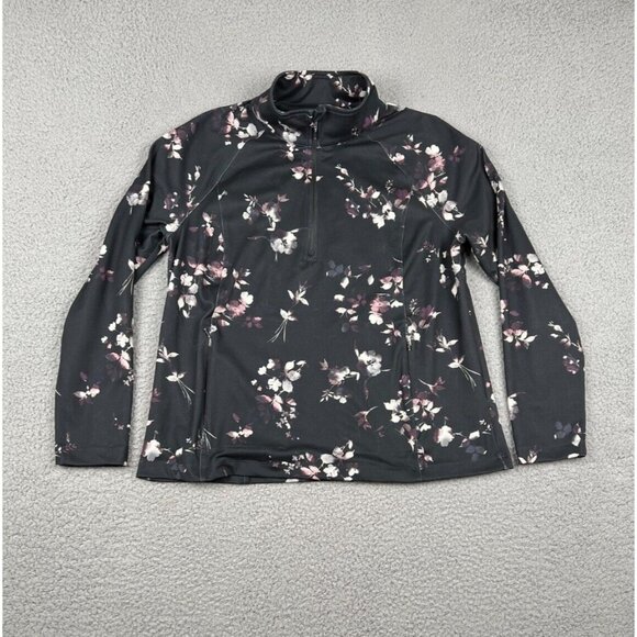 J. Jill Women's Fit Peach-Soft Quarter-Zip Sweatshirt Top Large Floral Print - Picture 4 of 9